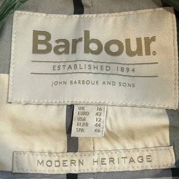 Barbour Short Greta Showerproof Trench Coat Light Fawn Women's 12 NWT Classic - Picture 4 of 16